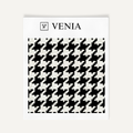 Ivory and black grand houndstooth upholstery fabric swatch by Venia Home