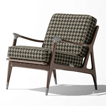 Close-up detail of taupe and black grand houndstooth fabric