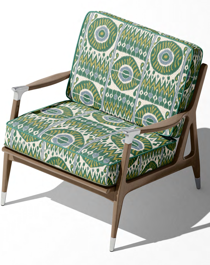 Close-up detail of emerald grand medallion fabric
