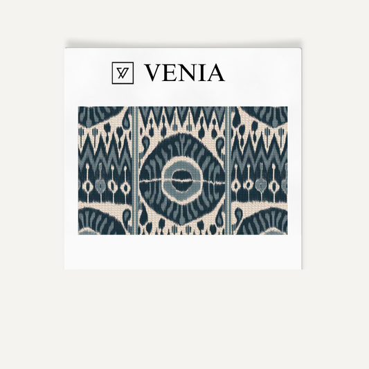 Indigo grand medallion upholstery fabric swatch by Venia Home