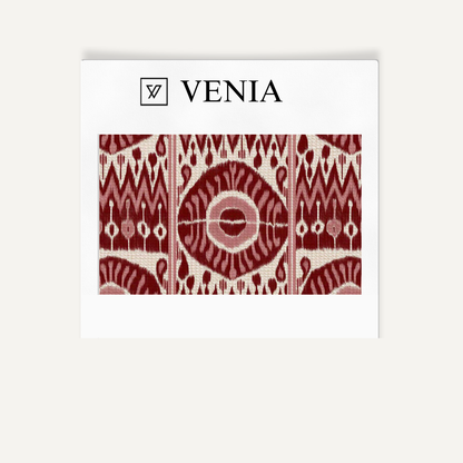 Maroon grand medallion upholstery fabric swatch by Venia Home