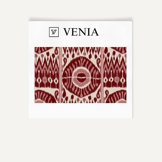 Maroon grand medallion upholstery fabric swatch by Venia Home