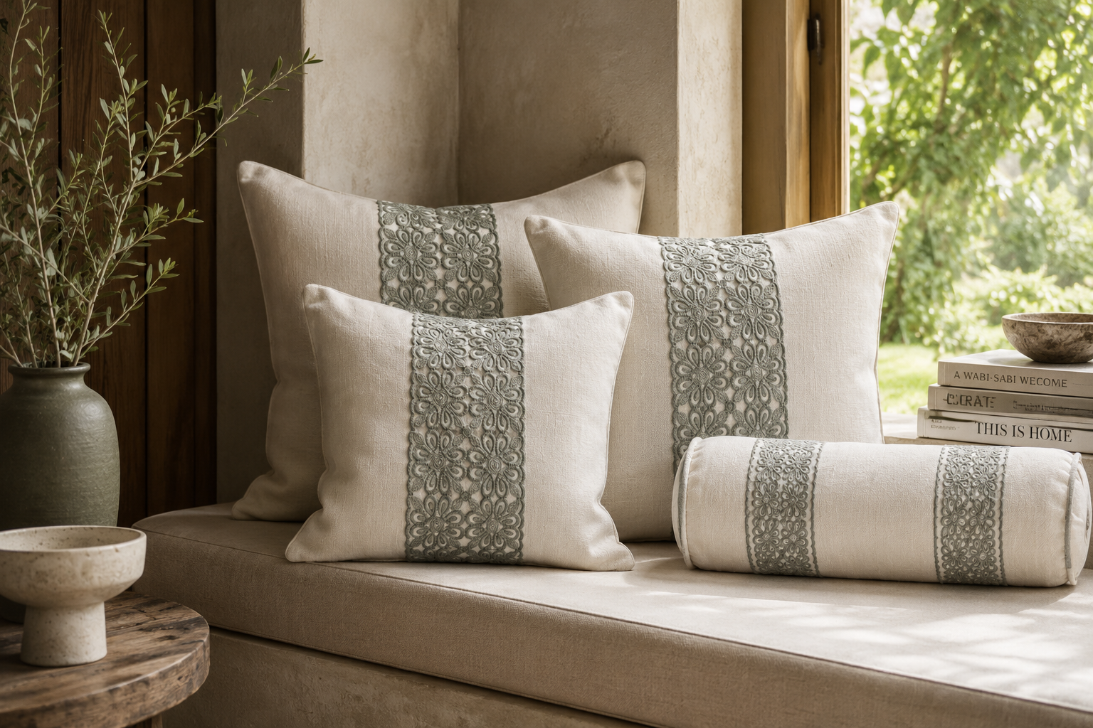 Texture of jaal embroidered trim