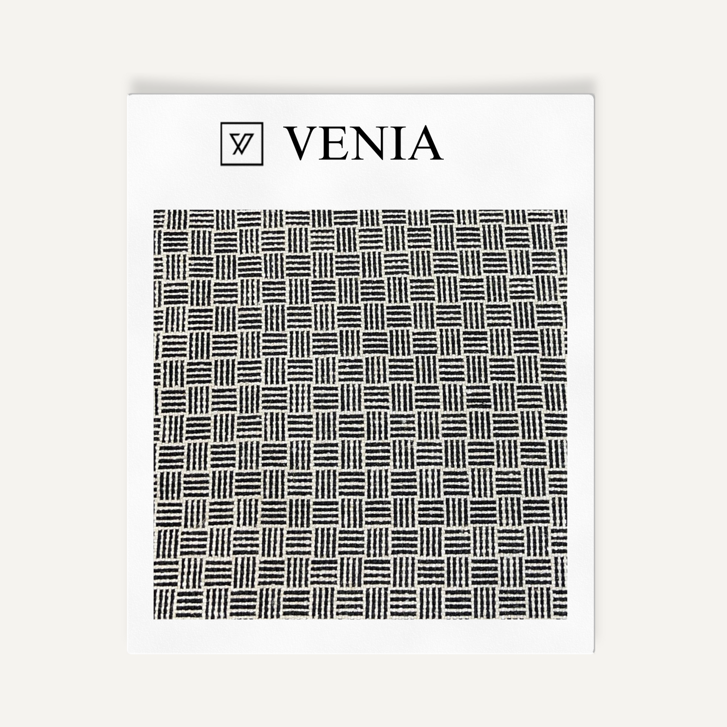 Gridlock slate black and white upholstery fabric swatch by Venia Home