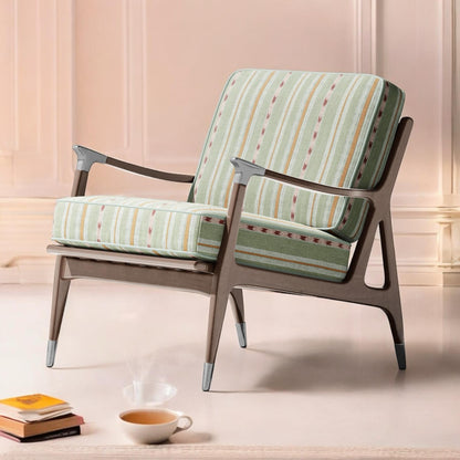 Close-up detail of mint green heirloom stripe fabric