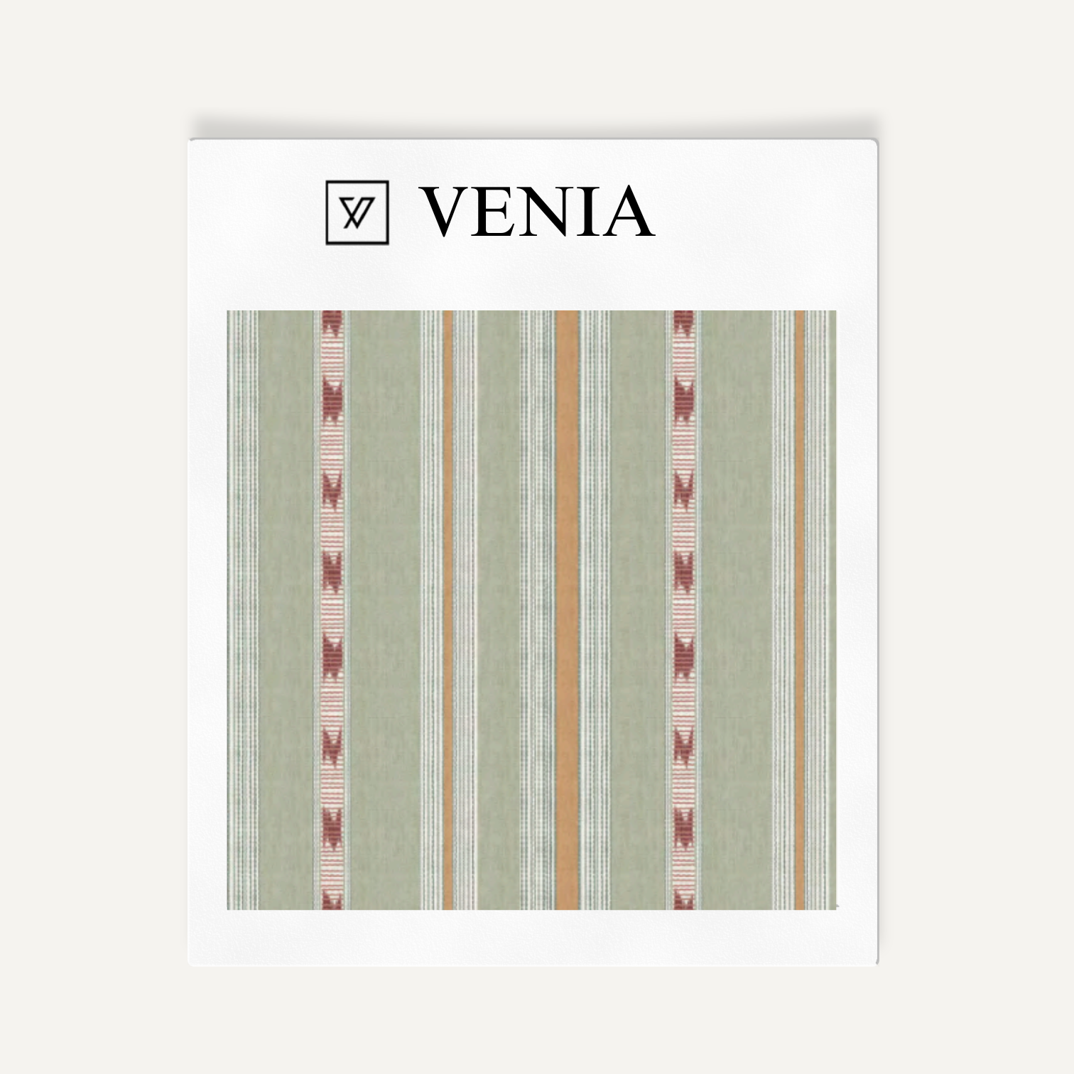 Mint green heirloom stripe upholstery fabric swatch by Venia Home