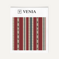 Red heirloom stripe upholstery fabric swatch by Venia Home
