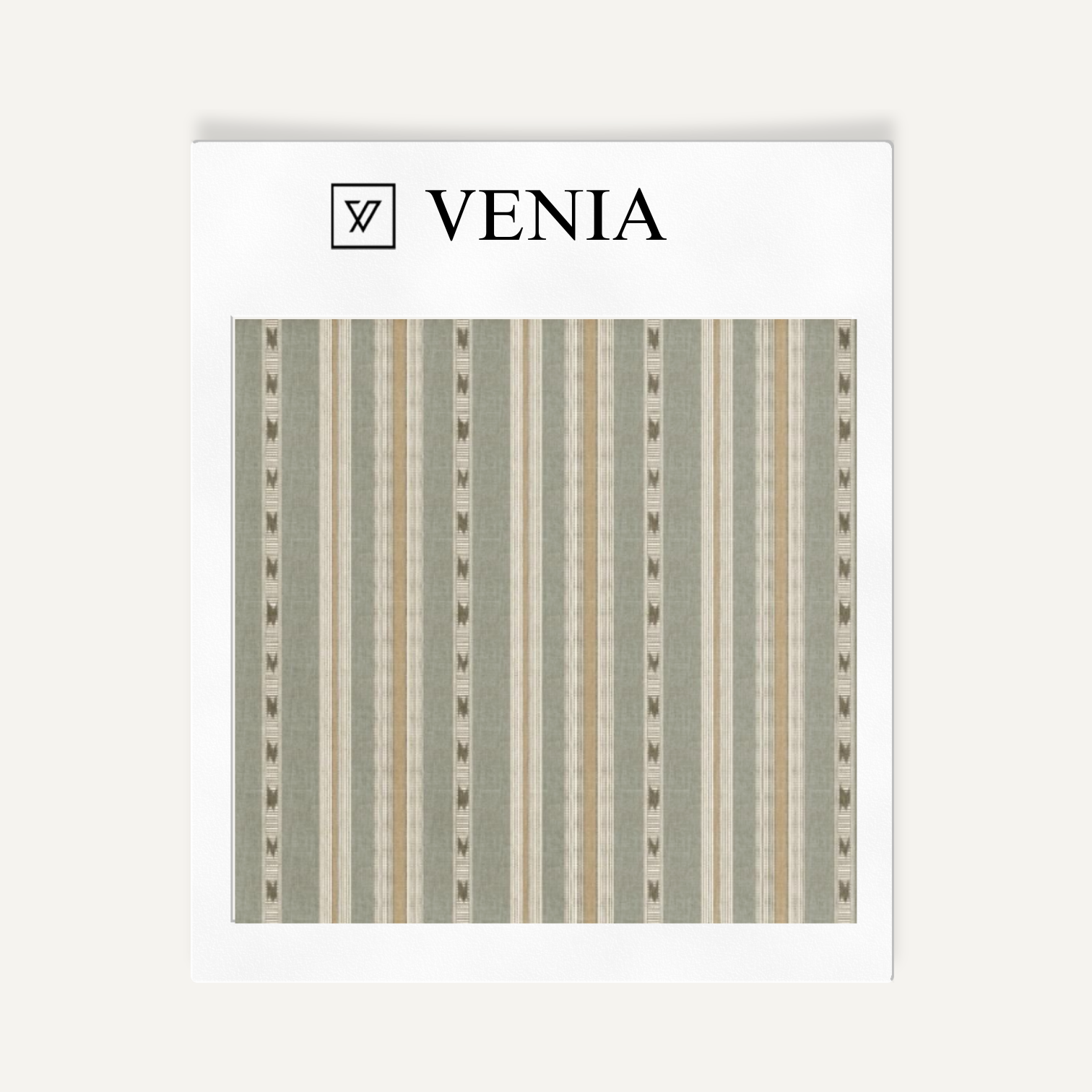 Sage green heirloom stripe upholstery fabric swatch by Venia Home