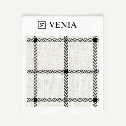 Ivory and black heritage check upholstery fabric swatch by Venia Home