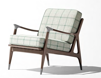 Close-up detail of ivory and jade green heritage check fabric