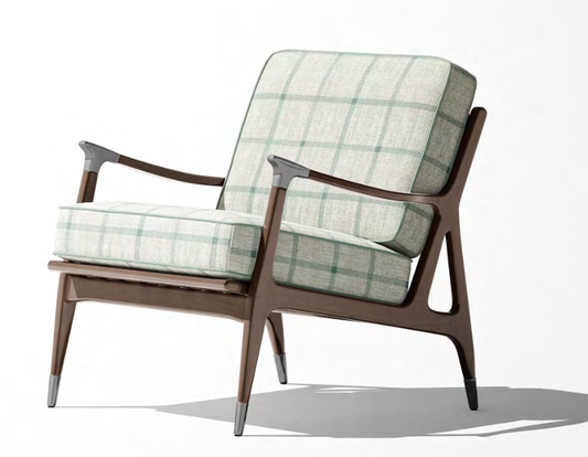 Close-up detail of ivory and jade green heritage check fabric