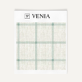 Ivory and jade green heritage check upholstery fabric swatch by Venia Home