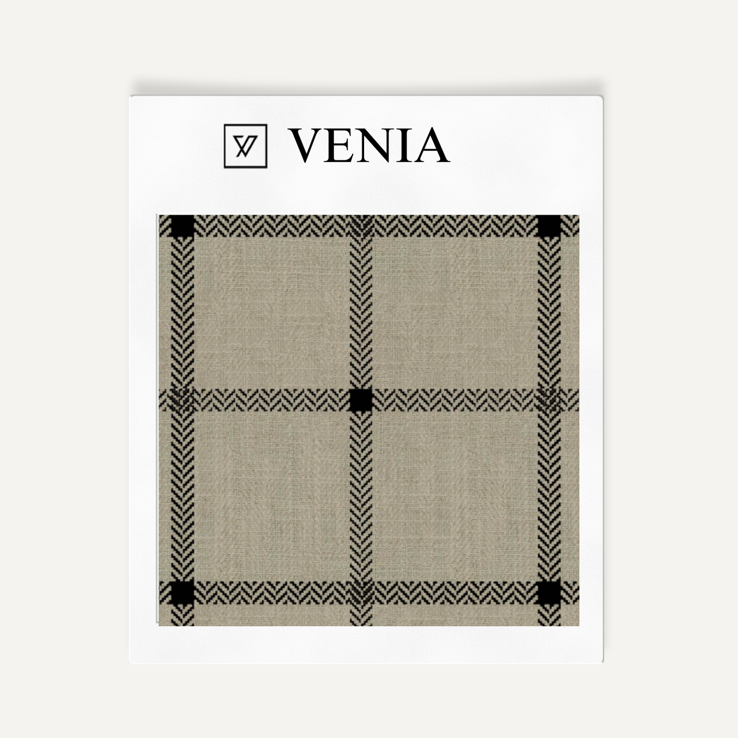 Taupe and black heritage check upholstery fabric swatch by Venia Home