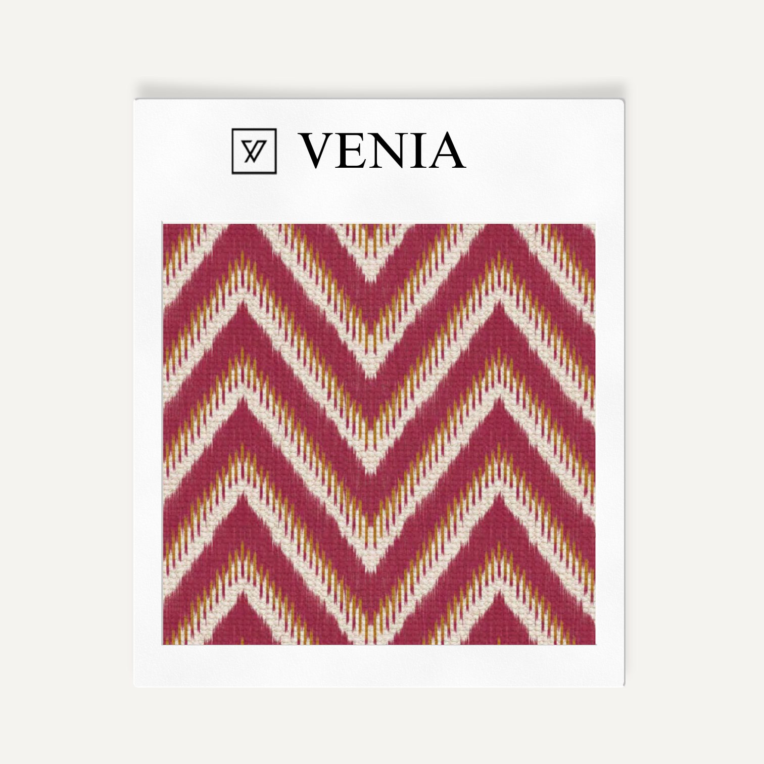 Crimson heritage chevron upholstery fabric swatch by Venia Home