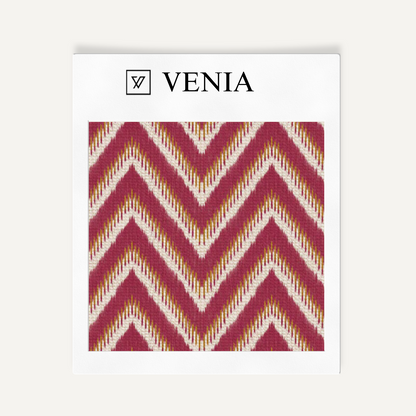 Crimson heritage chevron upholstery fabric swatch by Venia Home