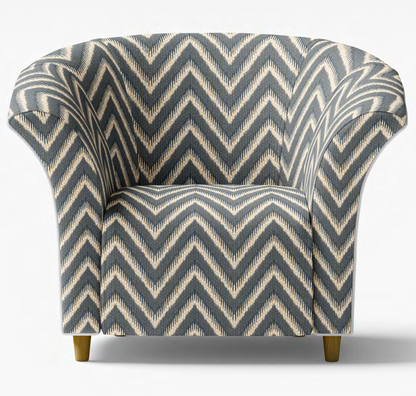 Close-up detail of steel grey heritage chevron fabric