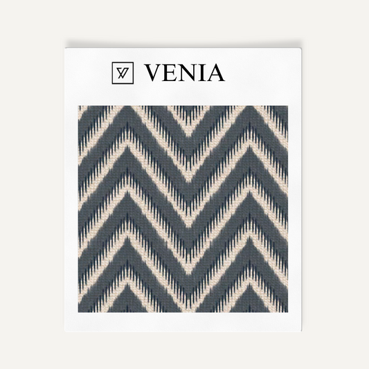 Steel grey heritage chevron upholstery fabric swatch by Venia Home