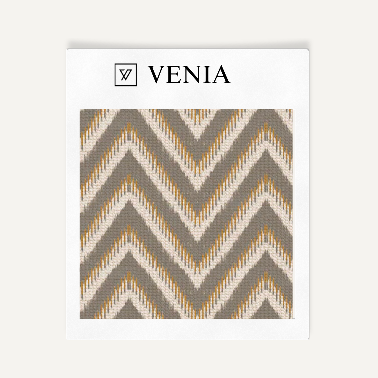Taupe heritage chevron upholstery fabric swatch by Venia Home