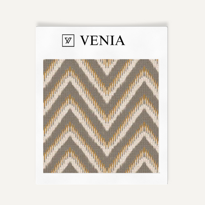 Taupe heritage chevron upholstery fabric swatch by Venia Home