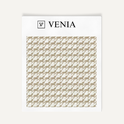 Ivory and beige heritage houndstooth upholstery fabric swatch by Venia Home