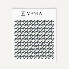Heritage Houndstooth Fabric - Ivory with Navy detail