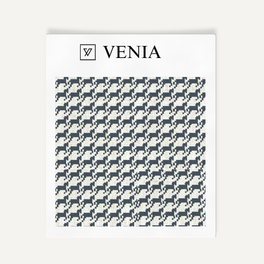 Heritage Houndstooth Fabric - Ivory with Navy detail