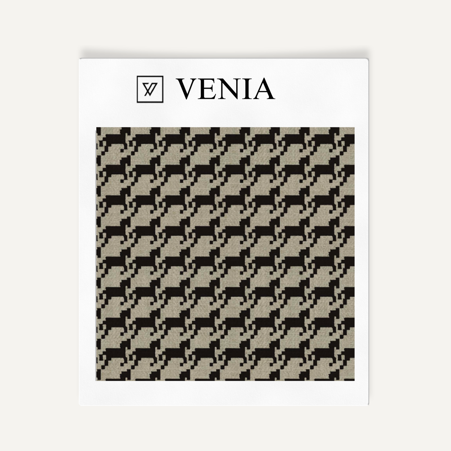 Taupe and black heritage houndstooth upholstery fabric swatch by Venia Home