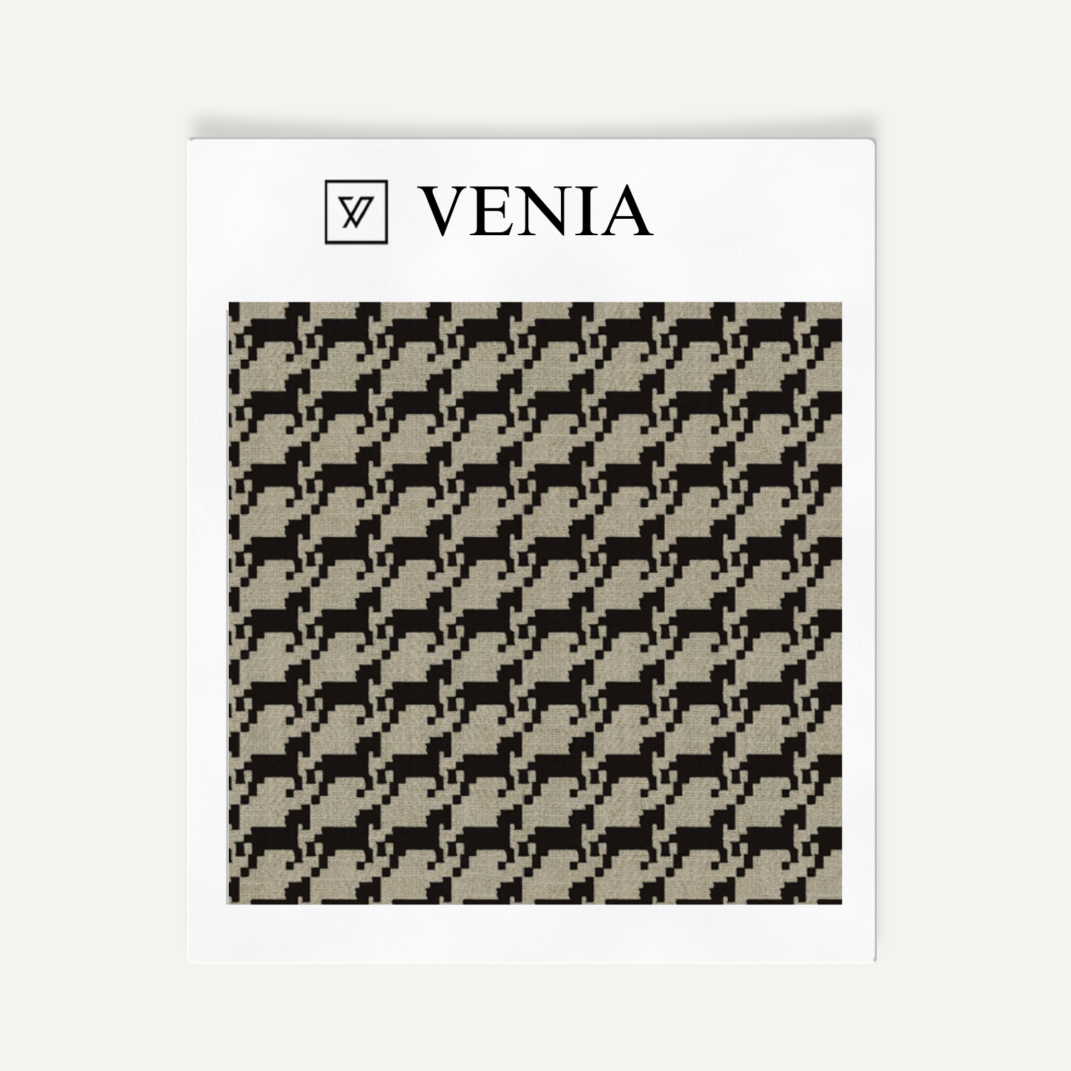 Taupe and black heritage houndstooth upholstery fabric swatch by Venia Home