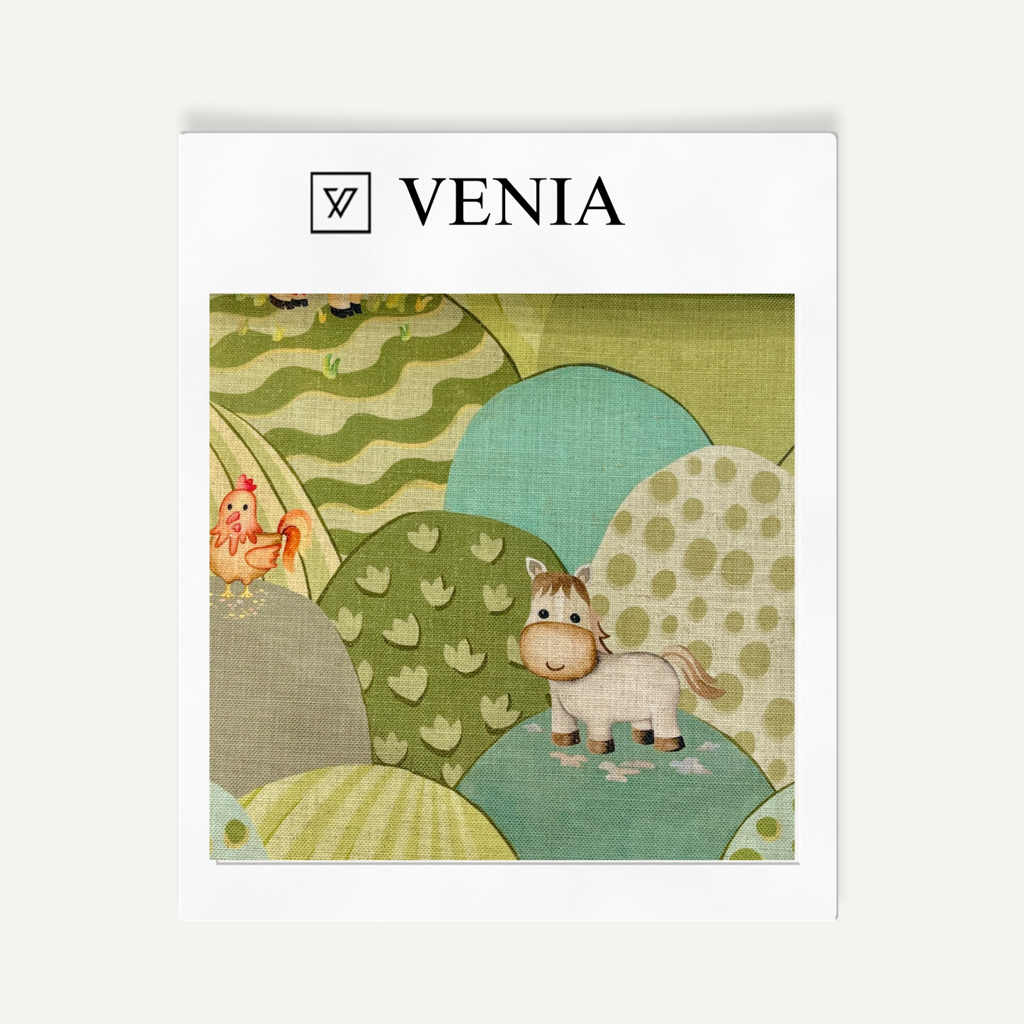 Happy Farm Fabric – illustrated printed curtain fabric for children's rooms | Venia Home