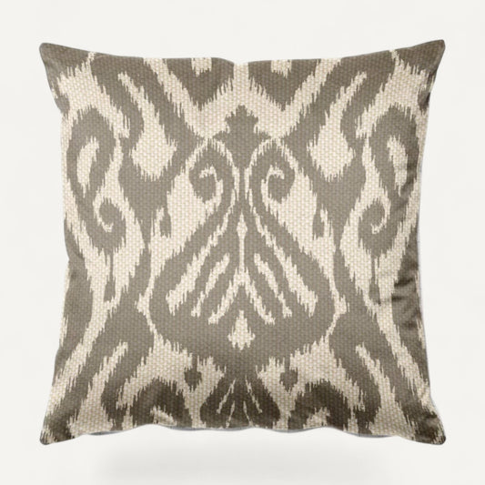 Ikat Diamond Grey cushion – styled setting | Venia Home