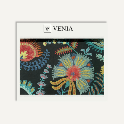 Midnight Dahlia Fabric – floral print curtain and upholstery fabric | Venia Home