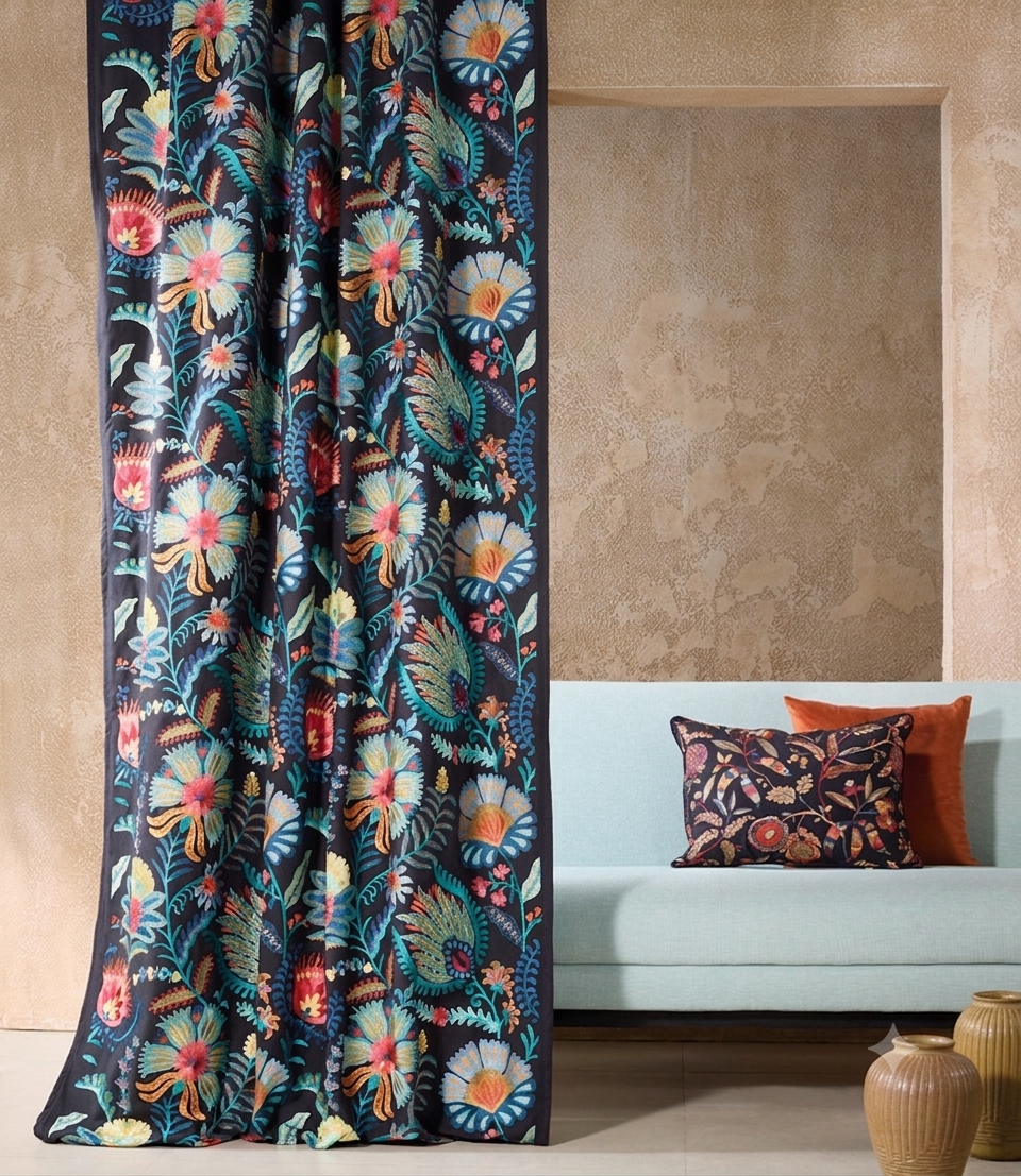Midnight Dahlia Fabric – room setting | Venia Home