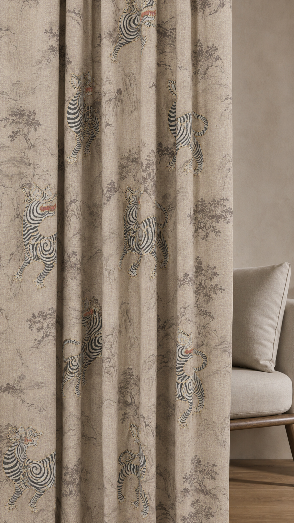Mountain Tiger Fabric – room setting | Venia Home