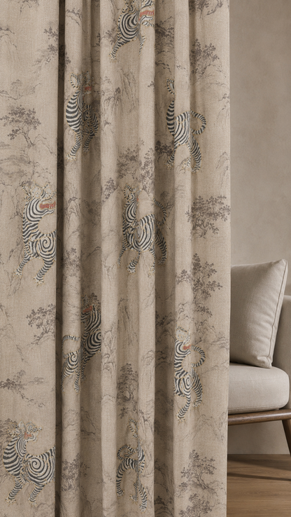 Mountain Tiger Fabric – room setting | Venia Home
