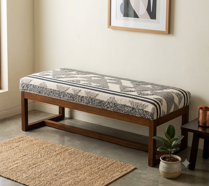 Nomad Kilim Fabric Tonal Grey – room setting | Venia Home