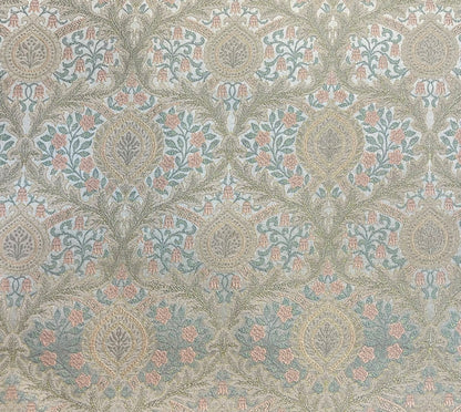 Portico Fabric Blush and Blue – draped detail | Venia Home