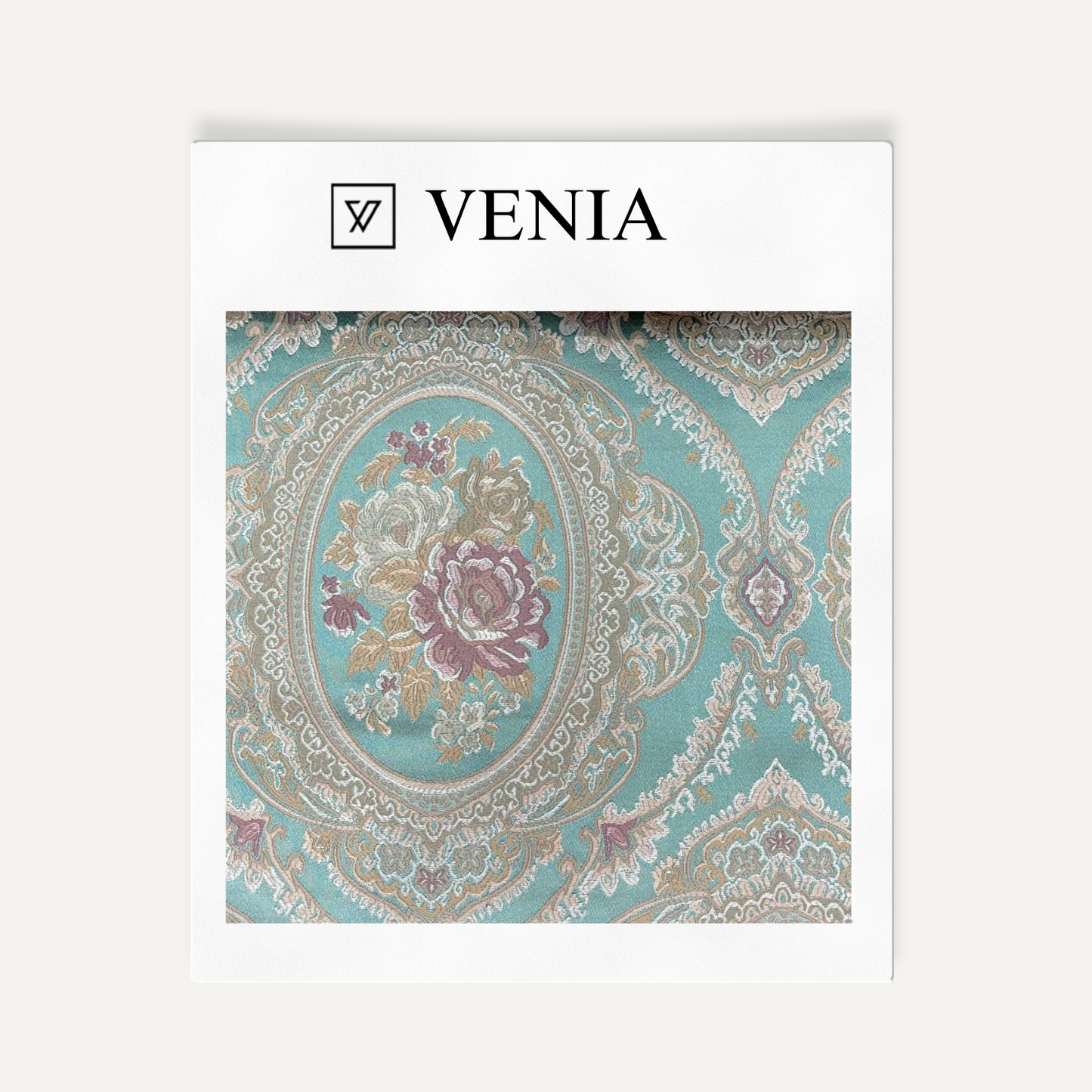 Regency Fabric Aqua – printed curtain and upholstery fabric | Venia Home