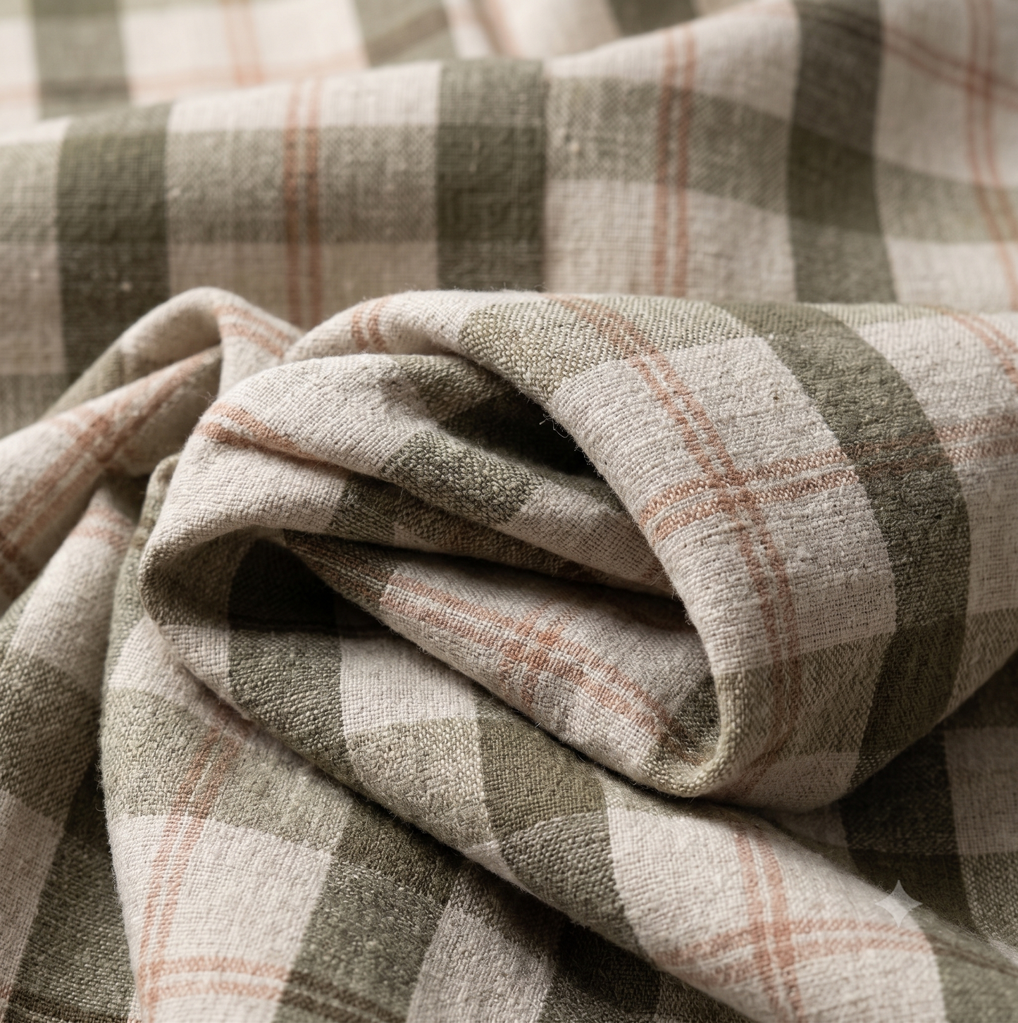 Cottage Plaid Fabric in Sage Green & Ivory