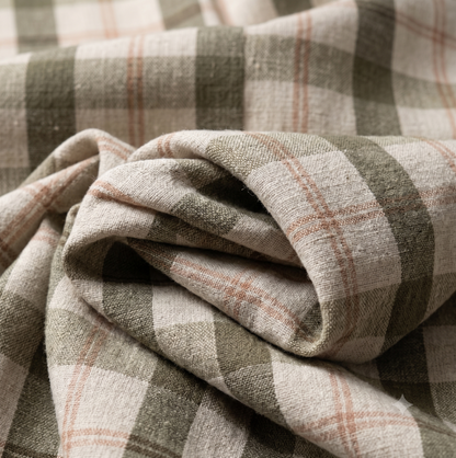 Cottage Plaid Fabric in Sage Green & Ivory