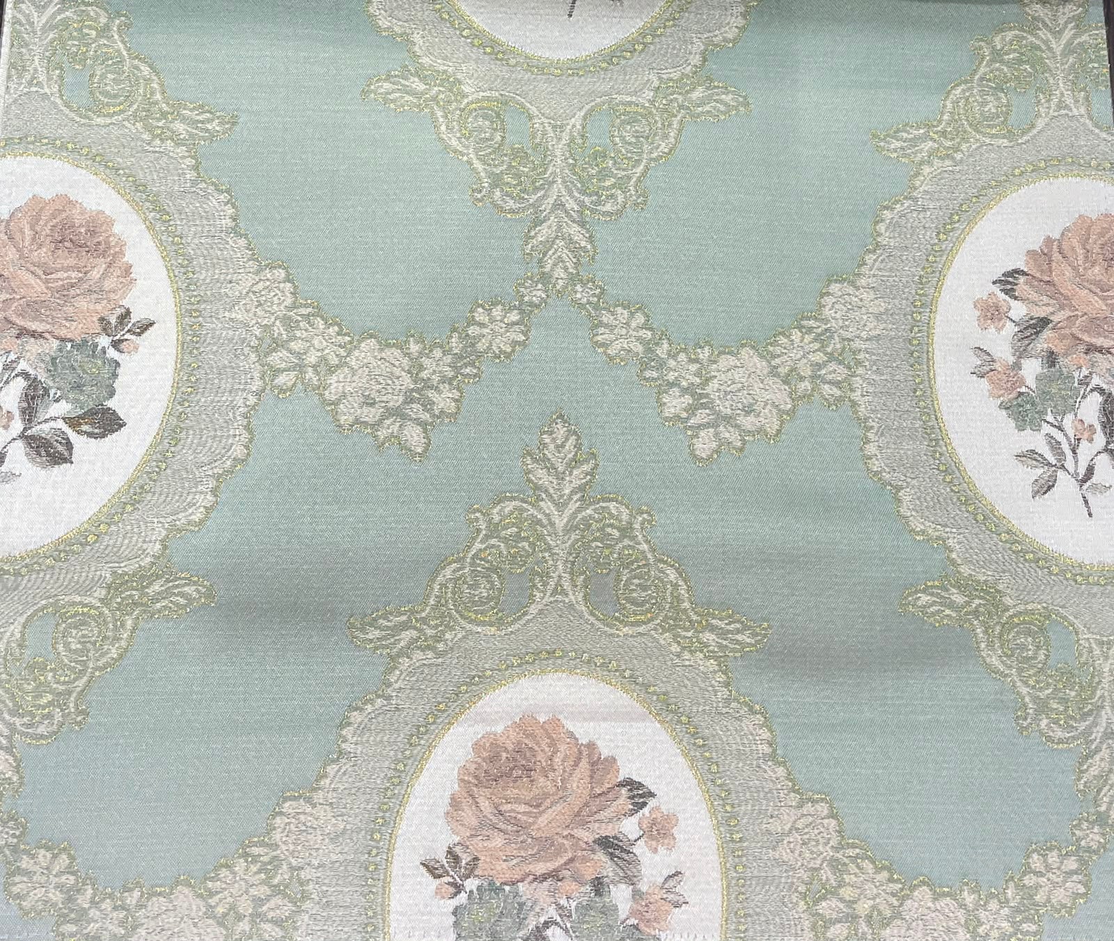 Rosalie Fabric Blue and Blush – room setting | Venia Home