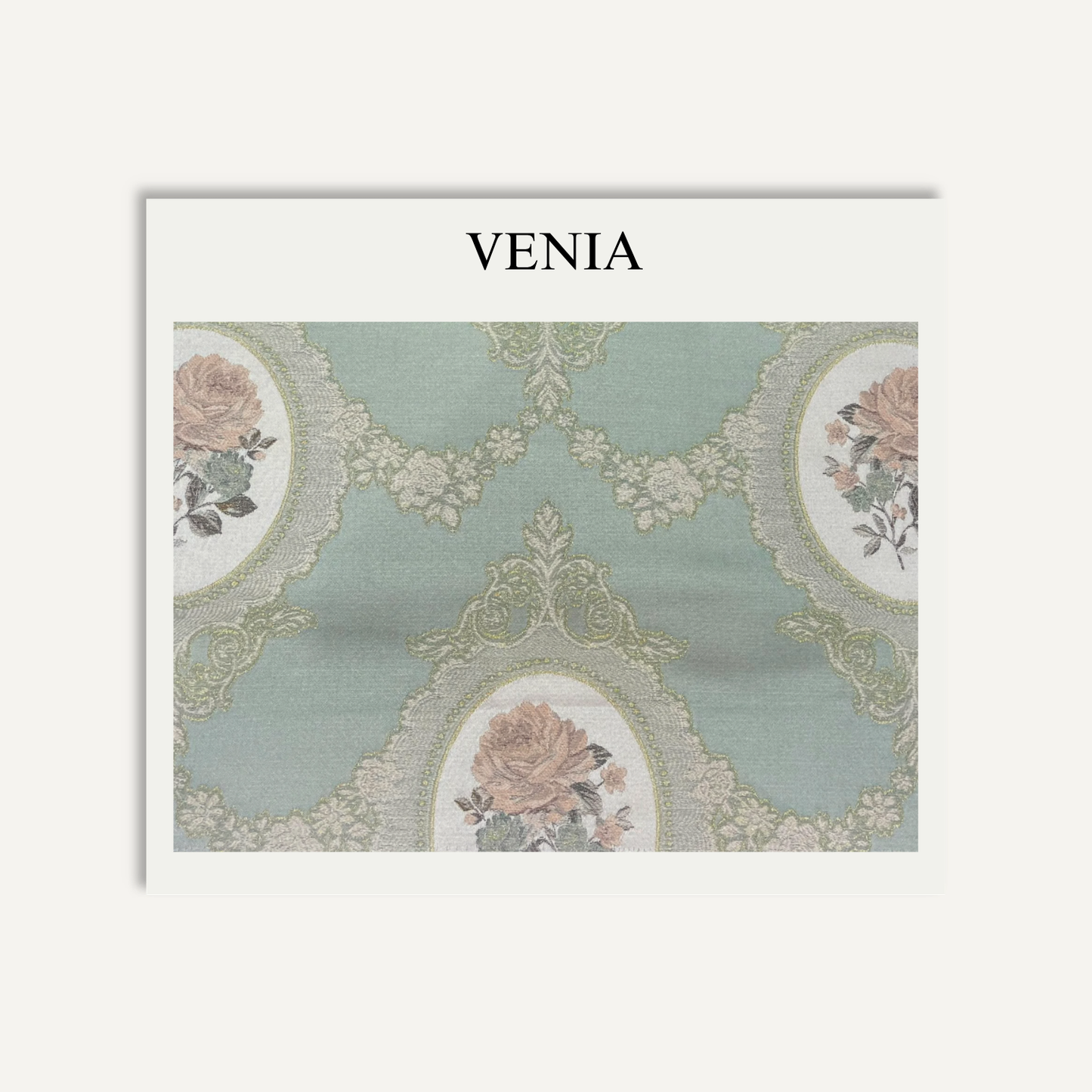 Rosalie Fabric Blue and Blush – floral printed curtain and upholstery fabric | Venia Home