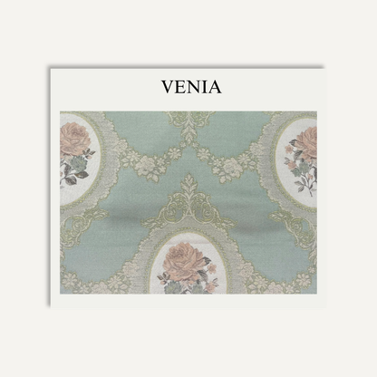Rosalie Fabric Blue and Blush – floral printed curtain and upholstery fabric | Venia Home