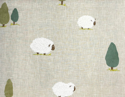 Sheep Detective Curtain Fabric – room setting | Venia Home