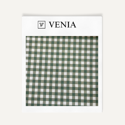 Small Check Gingham Fabric Green – checked cotton curtain and upholstery fabric | Venia Home
