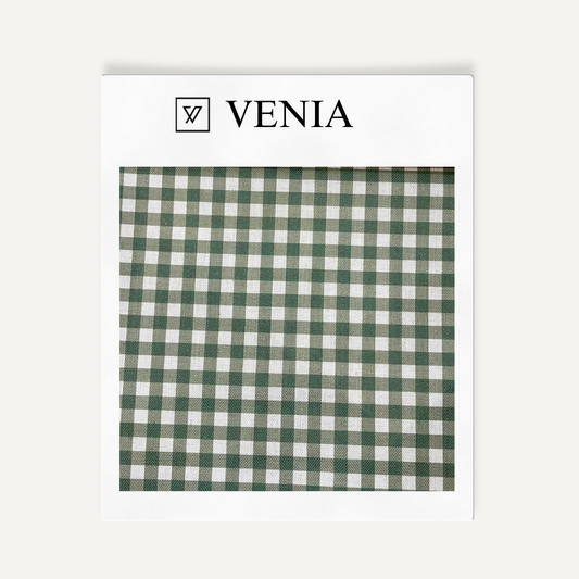 Small Check Gingham Fabric Green – checked cotton curtain and upholstery fabric | Venia Home