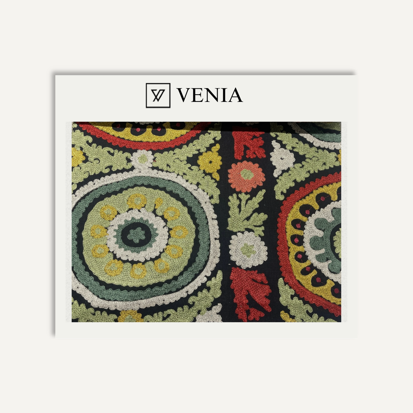 Sunburst Medallion Fabric Jet – medallion print curtain and upholstery fabric | Venia Home