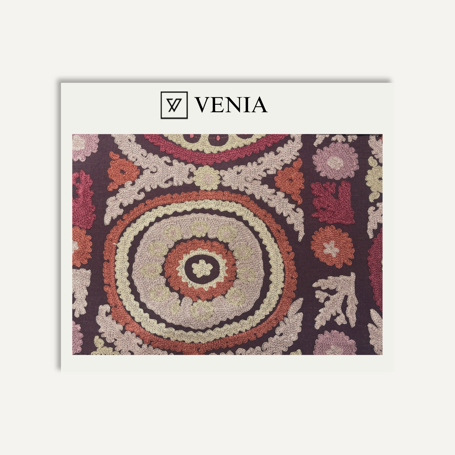 Sunburst Medallion Fabric Plum – medallion print curtain and upholstery fabric | Venia Home