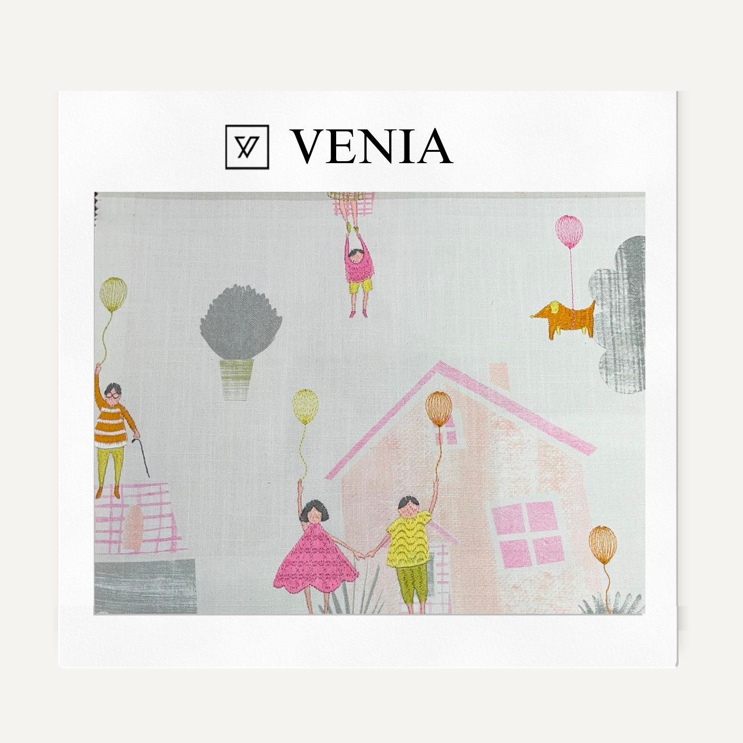 Up We Go Fabric – illustrated printed curtain fabric for children's rooms | Venia Home