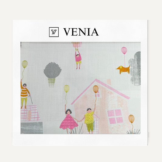 Up We Go Fabric – illustrated printed curtain fabric for children's rooms | Venia Home