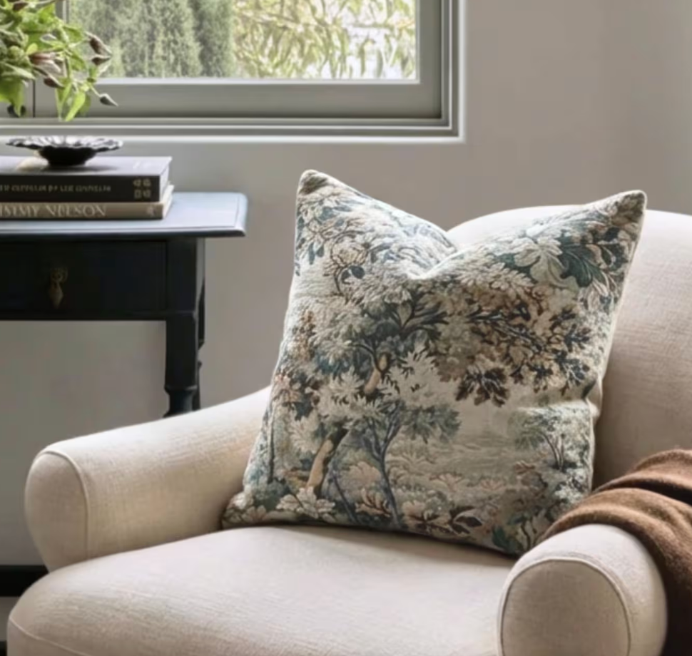 Woodland Estate Fabric Sage – room setting | Venia Home